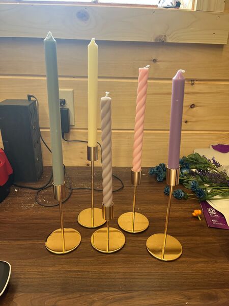 Gold Candle Holders — Various sizes · 60 · LED only