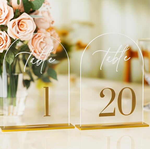 Gold Acrylic Table Numbers — Numbers 1–20