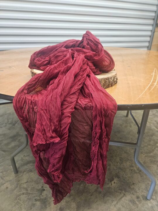 Burgundy cheesecloth runner