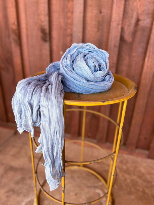 Dusty blue cheesecloth runner