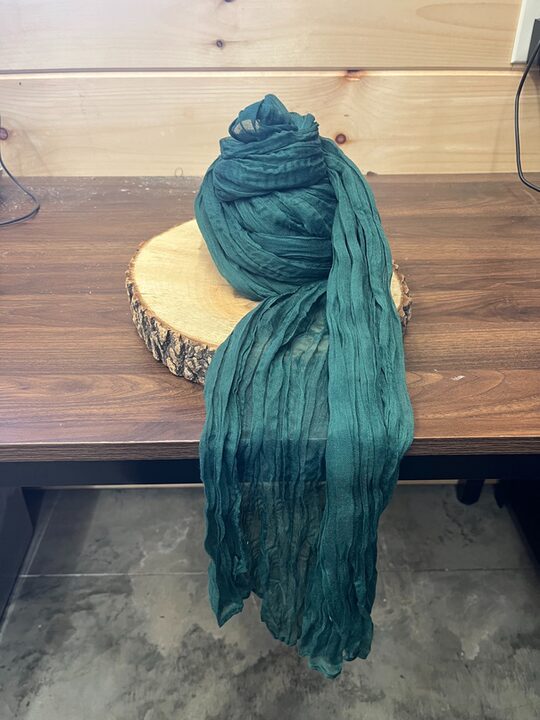 Emerald green cheesecloth runner