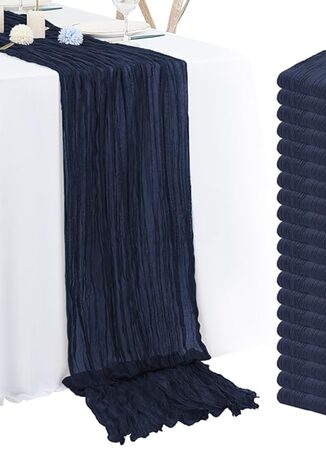 Navy blue cheesecloth runner