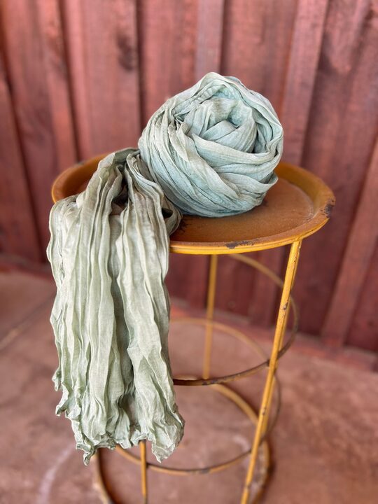 Sage green cheesecloth runner