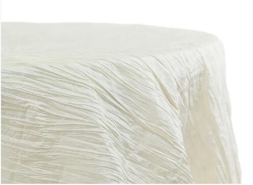 Ivory crinkle taffeta table linen